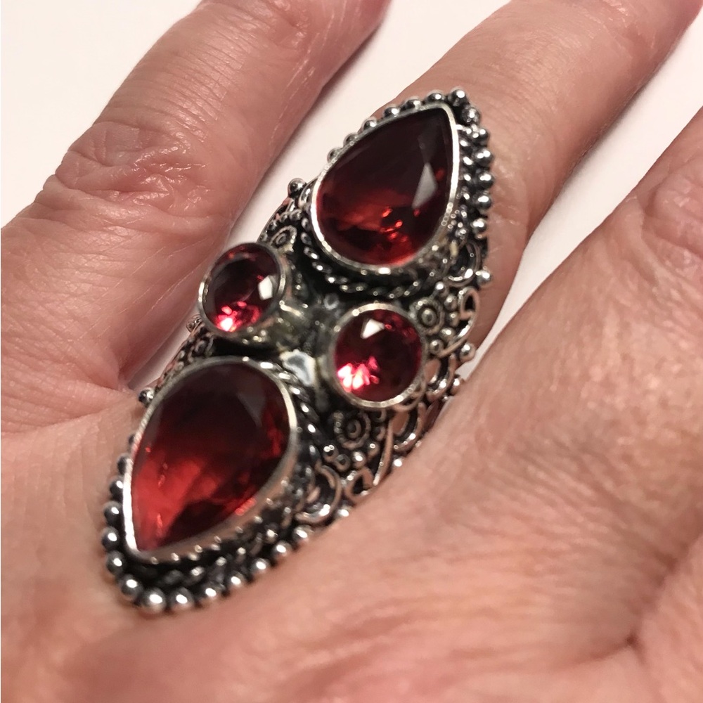 Pink Tourmaline Stamped 925 Sterling Silver Ring